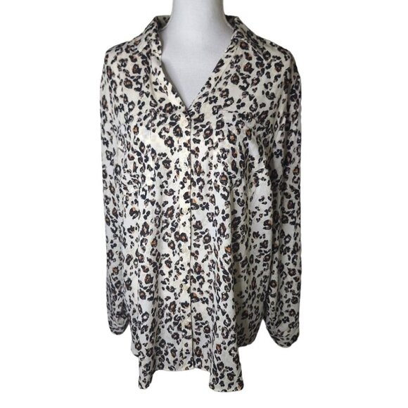 Maurices Blouse Cheetah Womens Plus Size 1x Lightweight Long Sleeve Animal Print - Picture 7 of 7